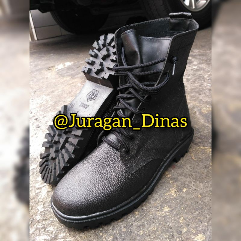 Sepatu PDL Jeruk Merk AR TNI POLRI Satpam Security Hansip Linmas Satpolpp Kulit Asli Original