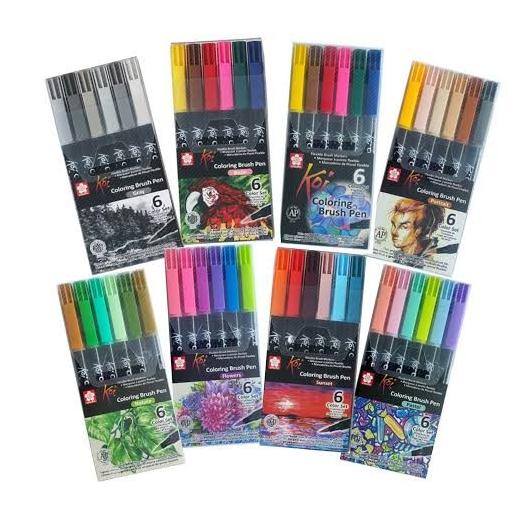 

[[COD]] SAKURA KOI COLORING BRUSH PEN SET 6 SPIDOL WARNA KUAS KALIGRAFI DISKON Kode 1455