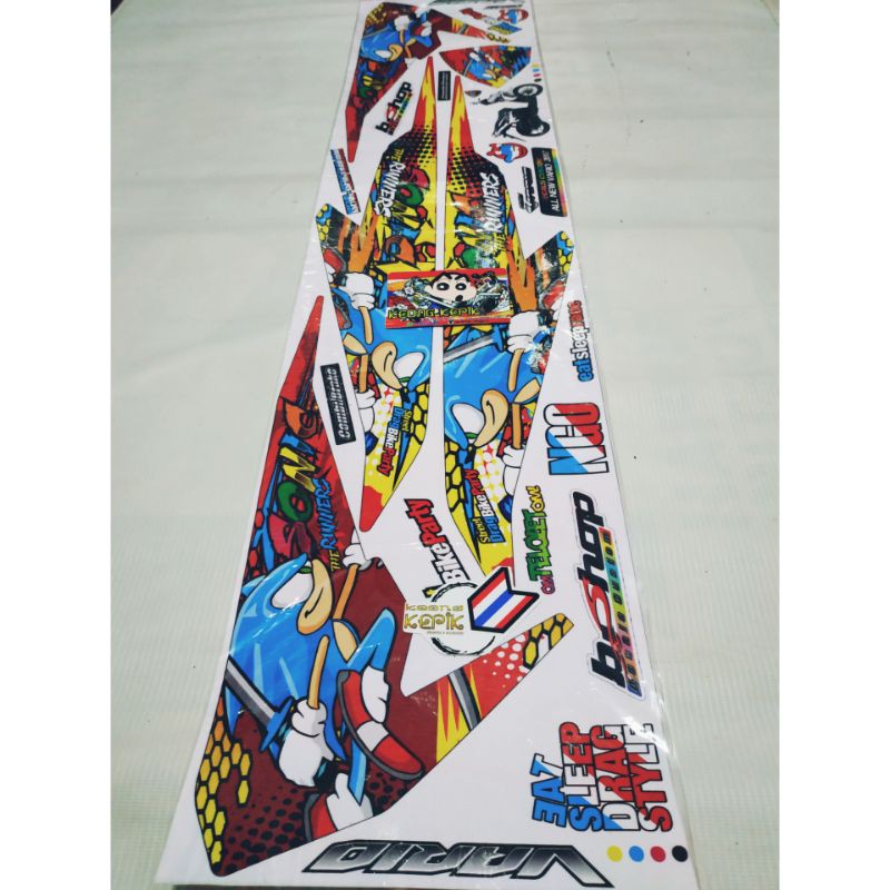(BISA COD) STRIPING STIKER LIS VARIASI MOTOR HONDA VARIO 125 - 150 LED 2015-2017 KARTUN SONIC NGO