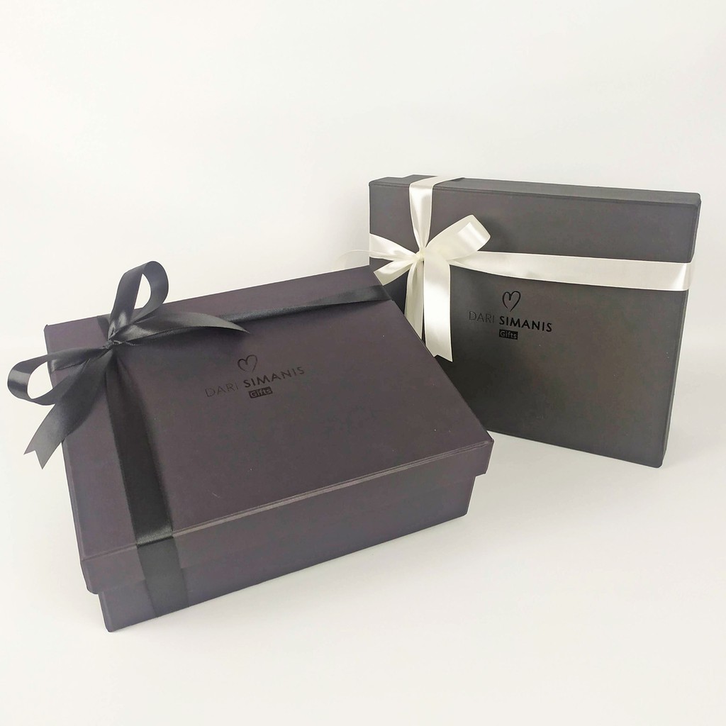 PREMIUM BOX - Black 25x20x8 cm Hard Box hitam Kotak Hadiah kado