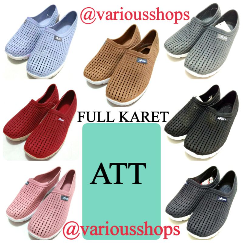 SEPATU ATT FULL KARET ANTI Air PSO PSW PSN CEWEK COWOK Navy Hitam Grey pink brown maron blue