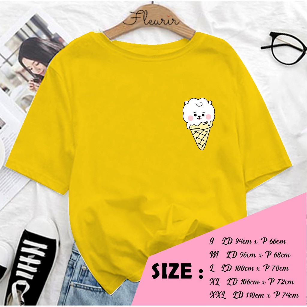 FLEURIR - KAOS RJ ICE CREAM WANITA DEWASA LENGAN PENDEK TEE UNISEX WANITA PRIA