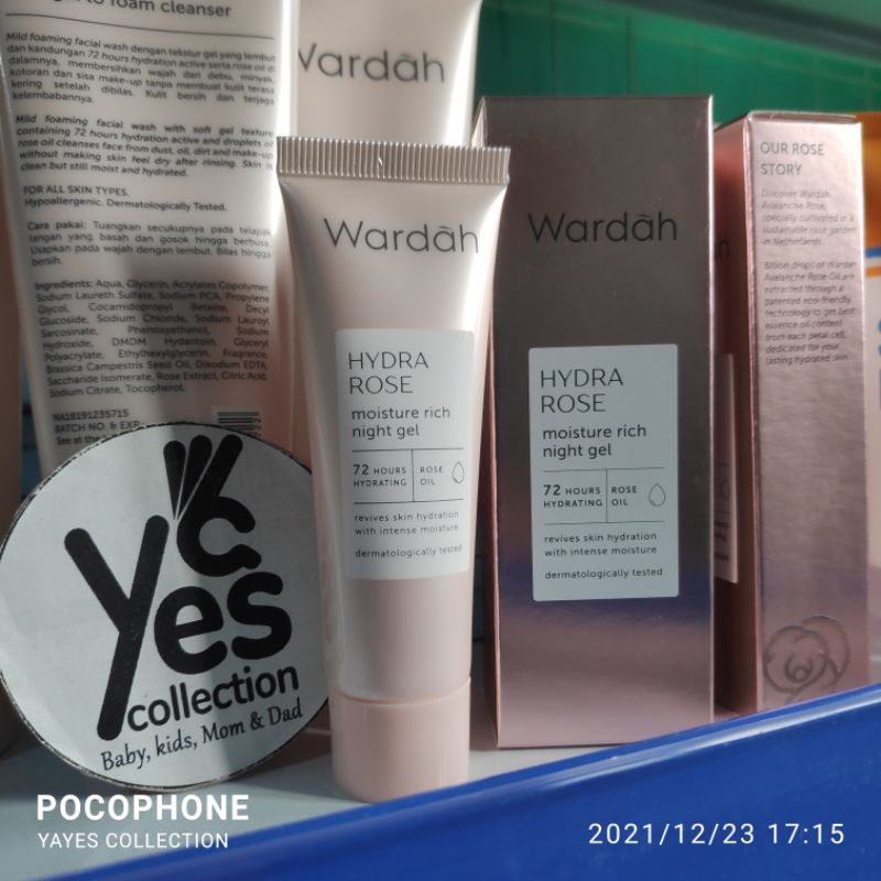 Wardah Hydra Rose Dewy aqua day Moisture Rich Day Night Serum 30 ml Petal Infused Toner Gel to Foam Cleanser 100 ml Sabun Cuci Muka Cream Siang Krim Malam Wajah Kulit Kering Kusam