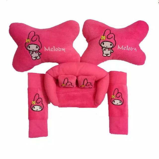 Bantal Mobil / Bantal Leher mobil 3in1 Melody (pink) Aksesoris Mobil