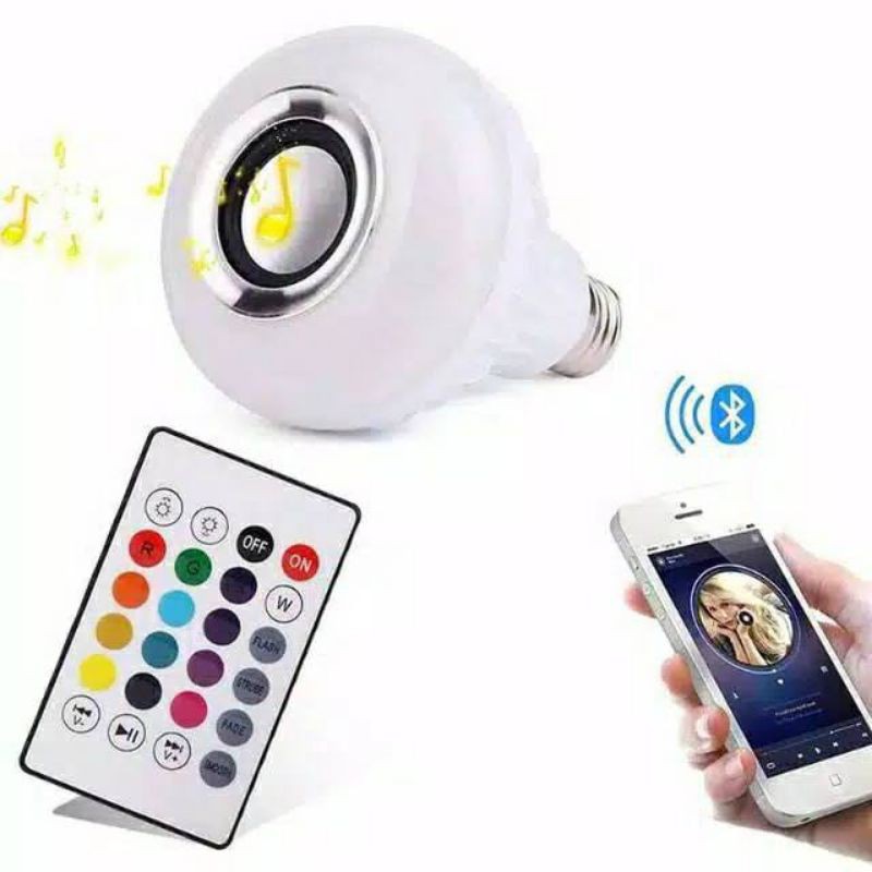 Speaker Bluetooth Wireless Lampu Music LED RGB Bohlam Speaker