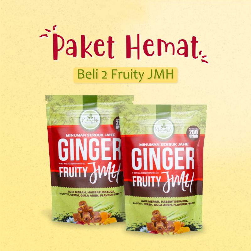 

Minuman Serbuk Jahe Ginger Fruity Jmh Pouch 200gr