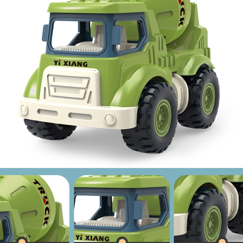 Mary Mainan Mobil Bayi Truk Tarik Kembali Mini Dengan Sambungan Fleksibel Excavator Simulasi/Mixer Truck/Crane/Wagon Balita Sandbox