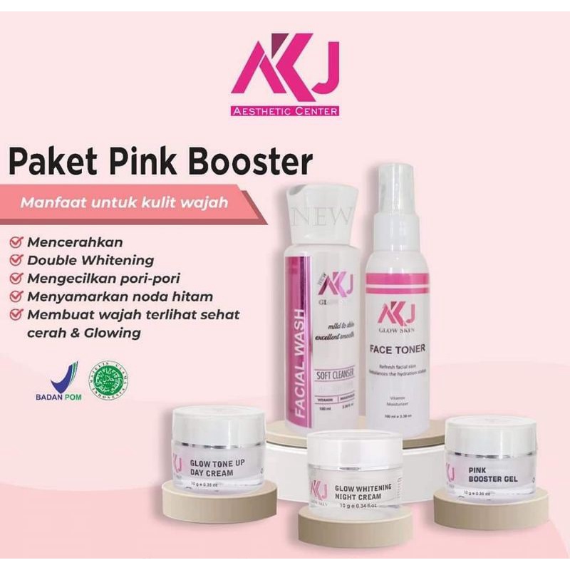 PAKET PINK BOOSTER BY AKJ GLOW SKIN 100%ORIGINAL
