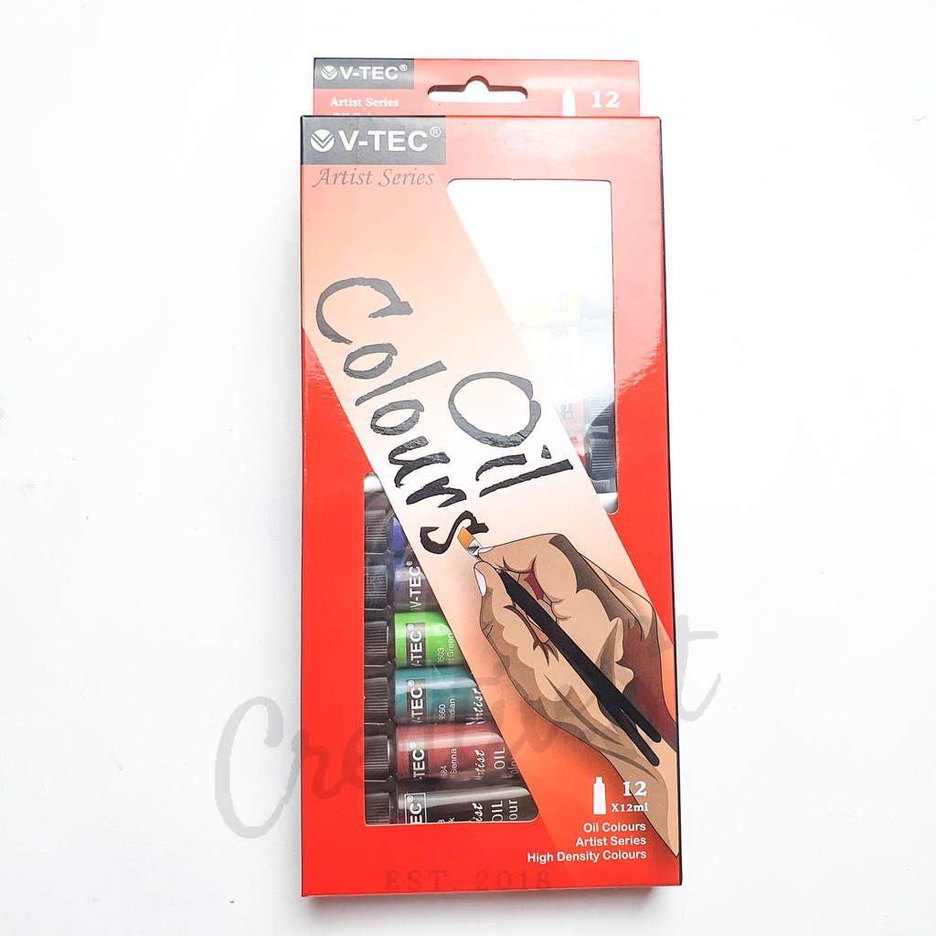 

V-TEC Vtec Oil Colour Cat Minyak 12 Warna Vtec Set Paint Vt-1386
