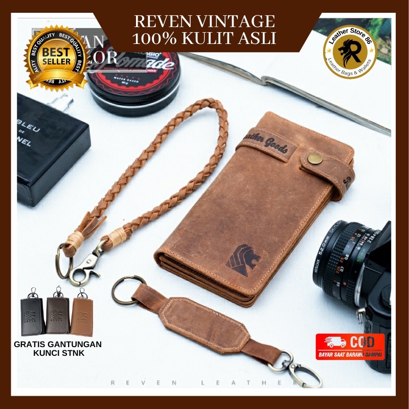 Dompet Panjang Pria Cowok Cowo Laki Kulit Asli Original By Reven Vintage Long Wallet