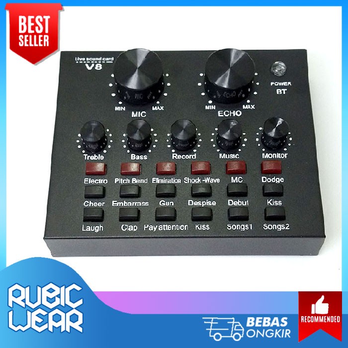 SOUND CARD V8 MIXER BLUETOOTH SOUNDCARD V8 AUDIO SOUNDCARD