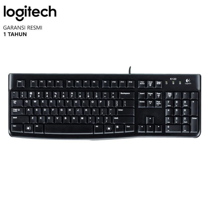 LOGITECH K120 KEYBOARD USB GARANSI RESMI LOGITECH TERMURAH - Hitam