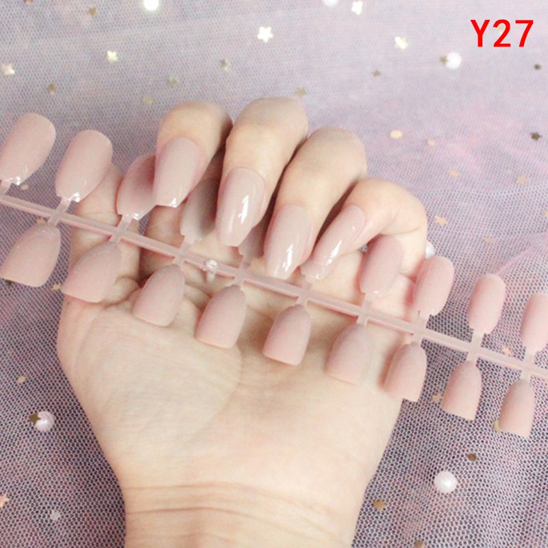 COD 24Pcs Kuku Palsu Bahan Akrilik untuk Nail Art