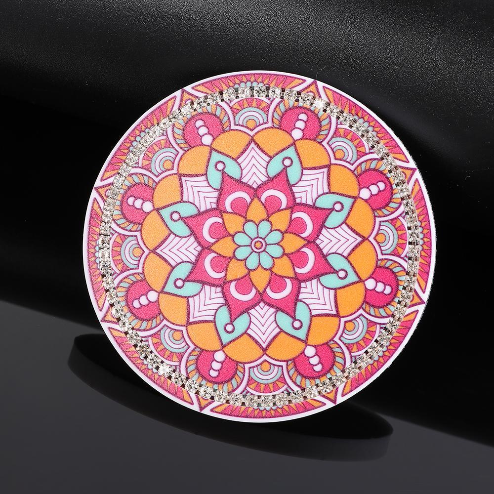 TOP Coaster Berlian Imitasi Mobil Anti Selip Auto Interior Mandala Water Cup Pad