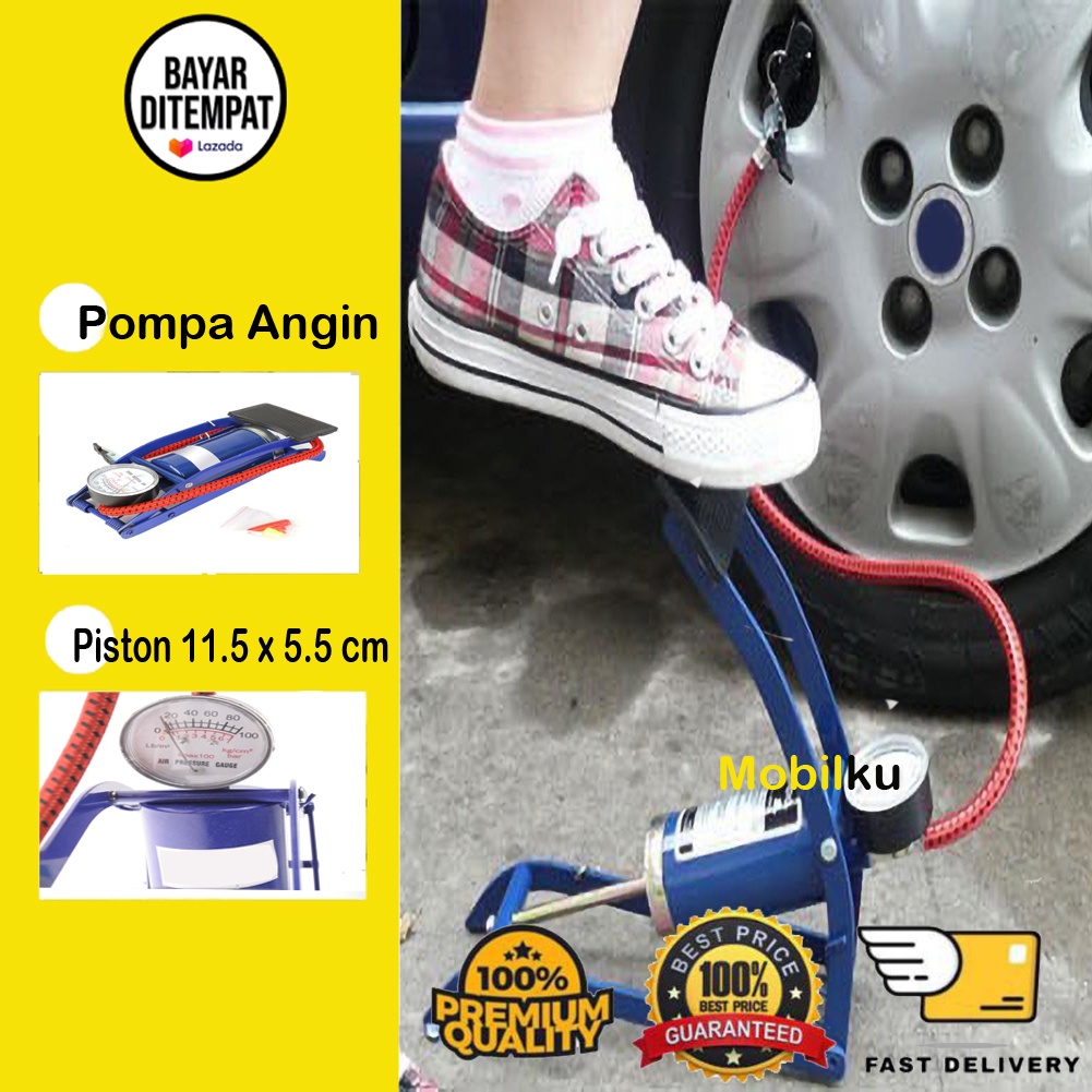 [BISA COD] High Pressure Foot pump Pompa Angin Injak Gas Ban Mobil Motor Sepeda