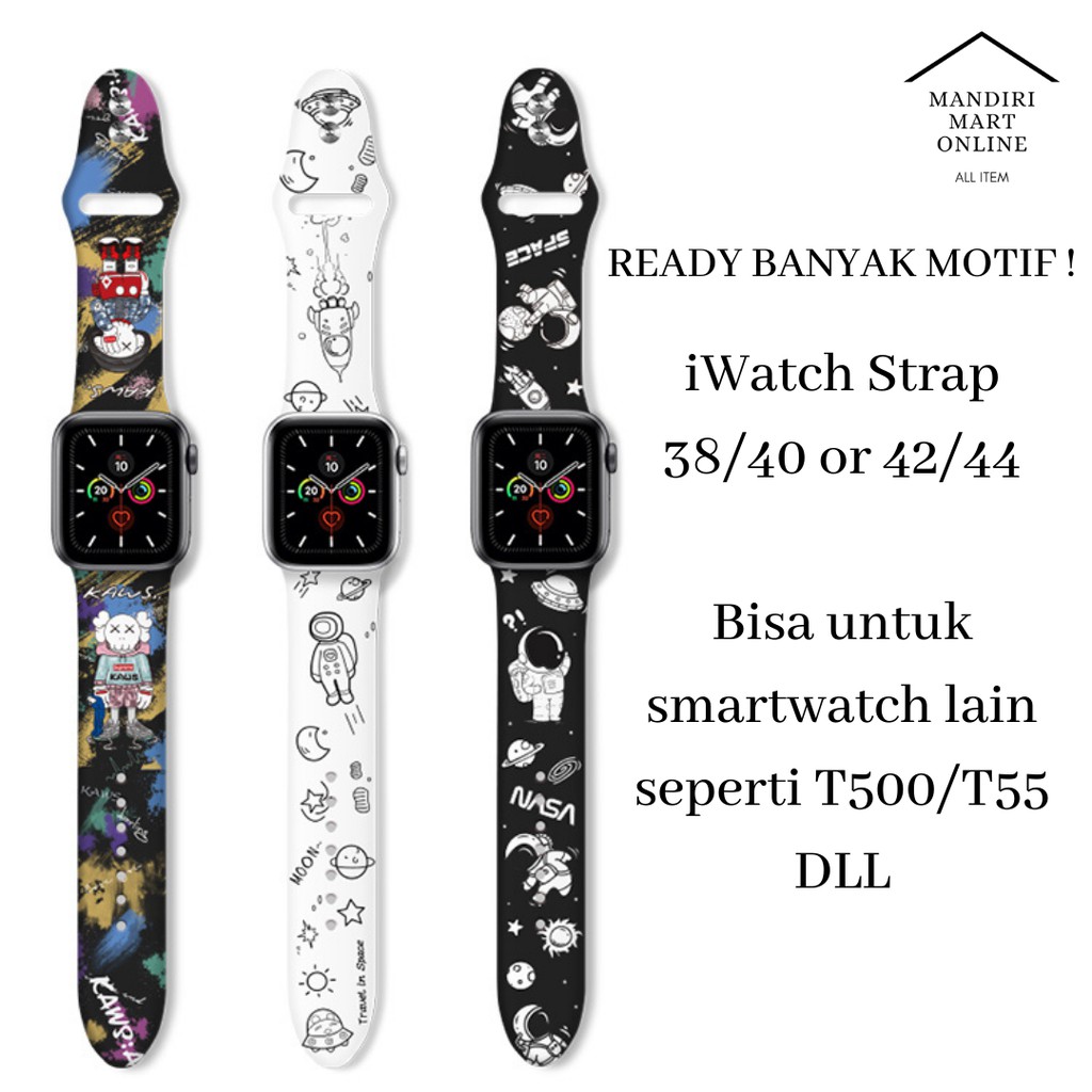 Strap Apple Watch Series SE 6/5/4/3/2/1 Silikon Strap Iwatch High Quality Print 38mm/40mm 42mm/44mm