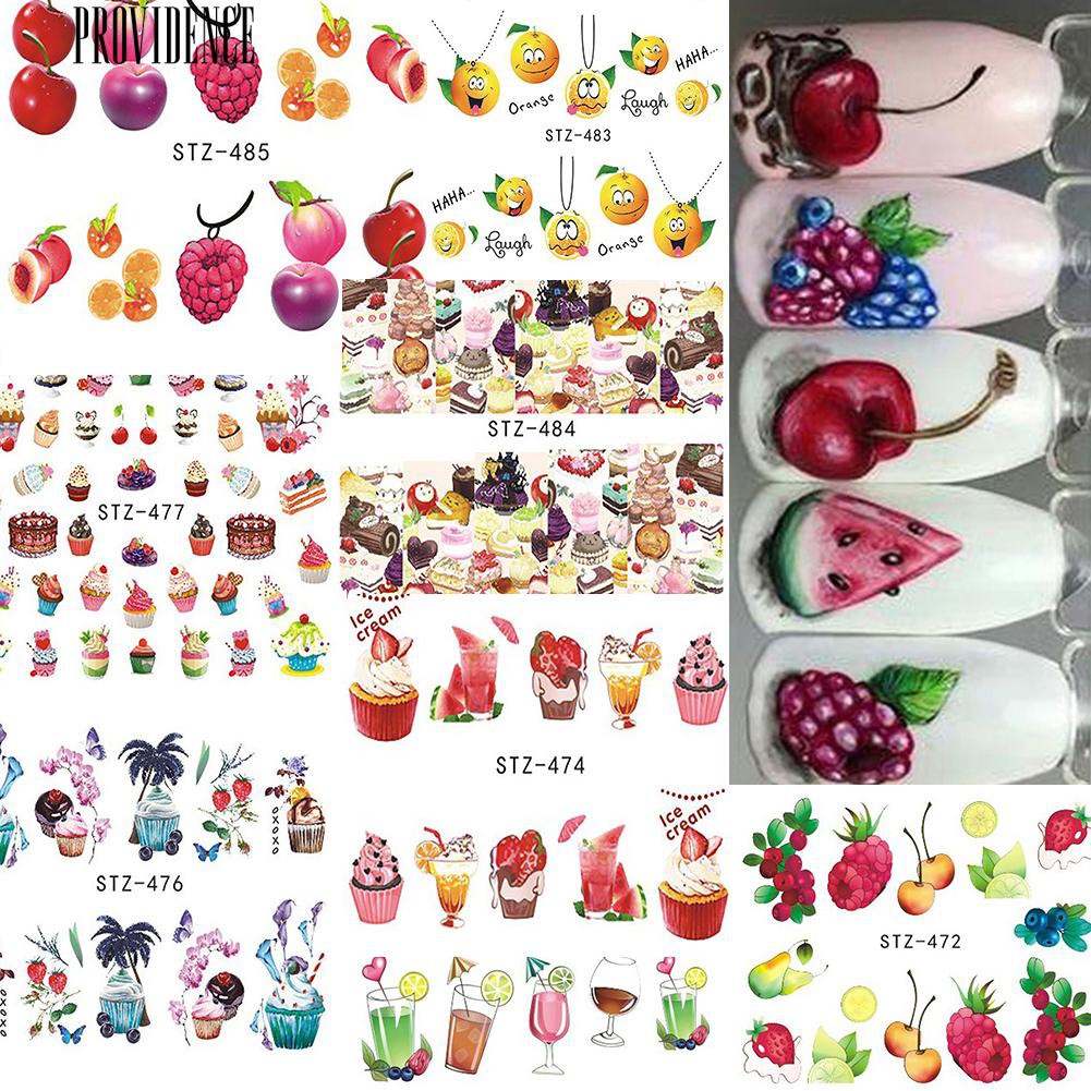 [Bayar Di Tempat] 18 Lembar Kue Es Krim Buah Colorful Transfer Air Nail Art Decal Stiker