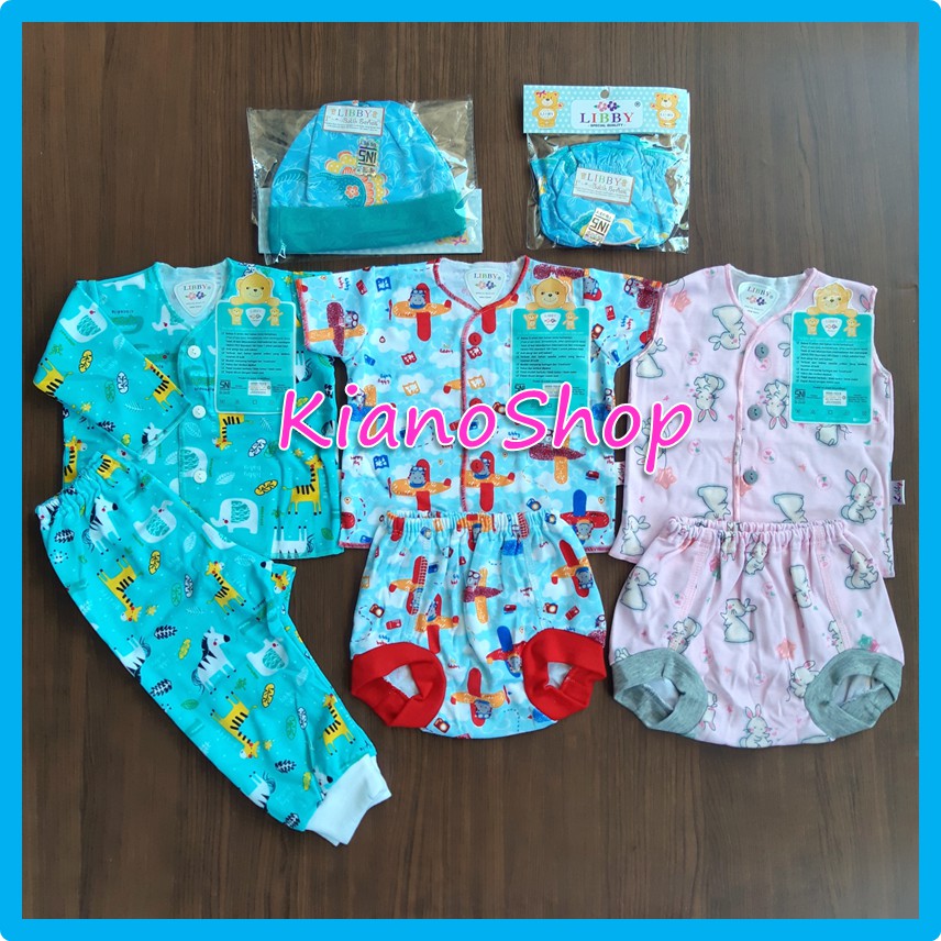 6 PCS SETELAN BAJU BAYI NEWBORN LIBBY  MOTIF NEWBORN  3 6 