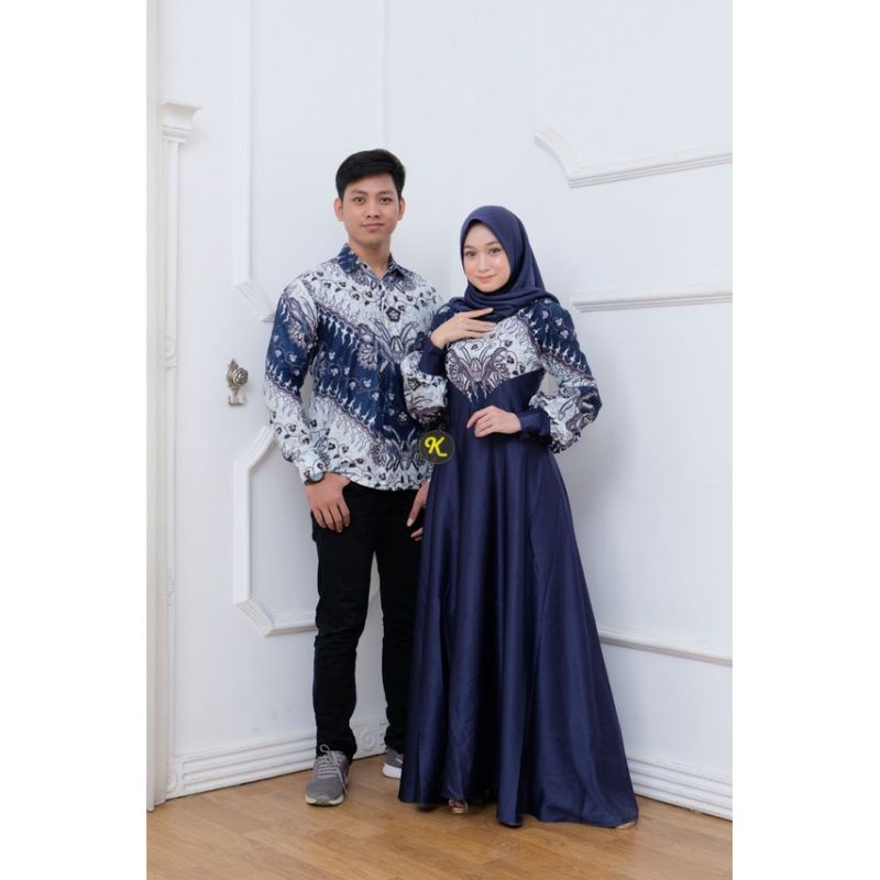 couple batik gamis kebaya modern / baju couple pasangan kekinian / couple kondangan