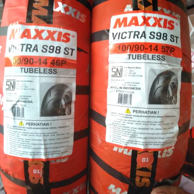 Paket ban tubles maxxis victra 90/90 + 100/90.14 free pentil 100% original