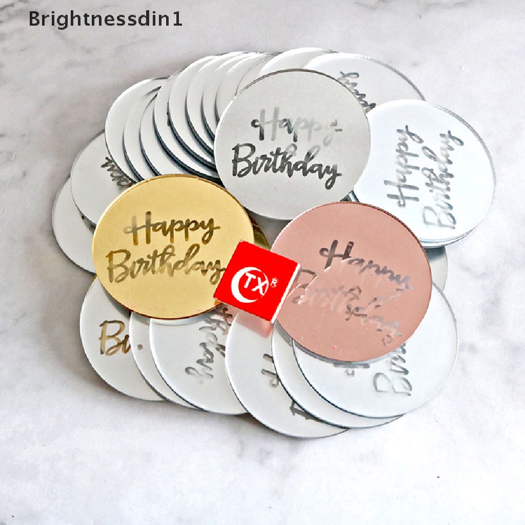 (Brightnessdin1) Hiasan Topper Kue Ulang Tahun Bahan Akrilik Warna Rose Gold