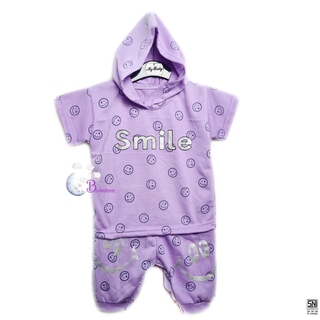 BOBOBAM BAJU BAYI LAKI LAKI  SETELAN ANAK COWO LUCU STELAN COWOK  6 12 BULAN  KEREN TRENDY KEKINIAN SMILE HOODIE UNISEX PEREMPUAN CEWE