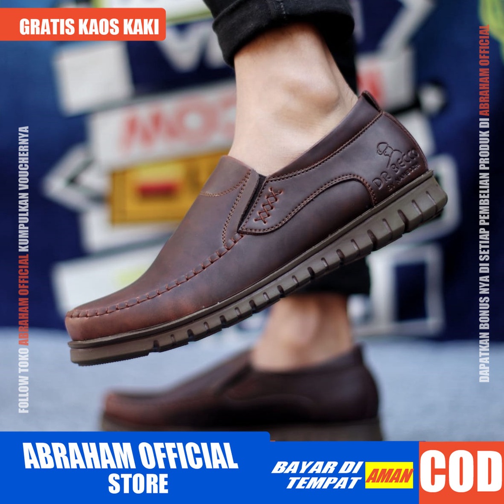 ABRHM x BLENO Sepatu Kasual Pria Sepatu Casual Pria Kulit Pu Sepatu Pria Casual Cowok/Cowo Sepatu Kerja Kantor Semi Formal Anti Slip Kuliah Kondangan Gaya keren Kekinian Murah Terlaris