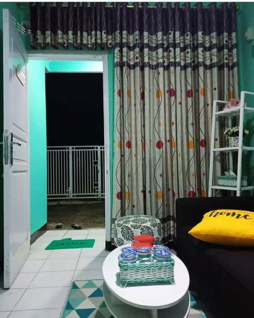 Gorden Minimalis Tulip Ahud Tanpa Vitrase Ungu Plus Tali Bahan