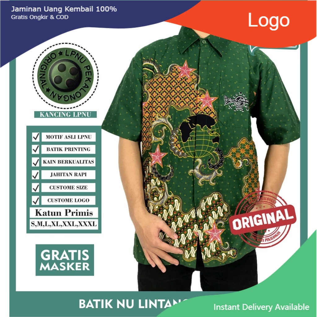 Hem Batik Nu Lintang songo Batik Nu lengan Pendek Original LPNU PEKALONGAN