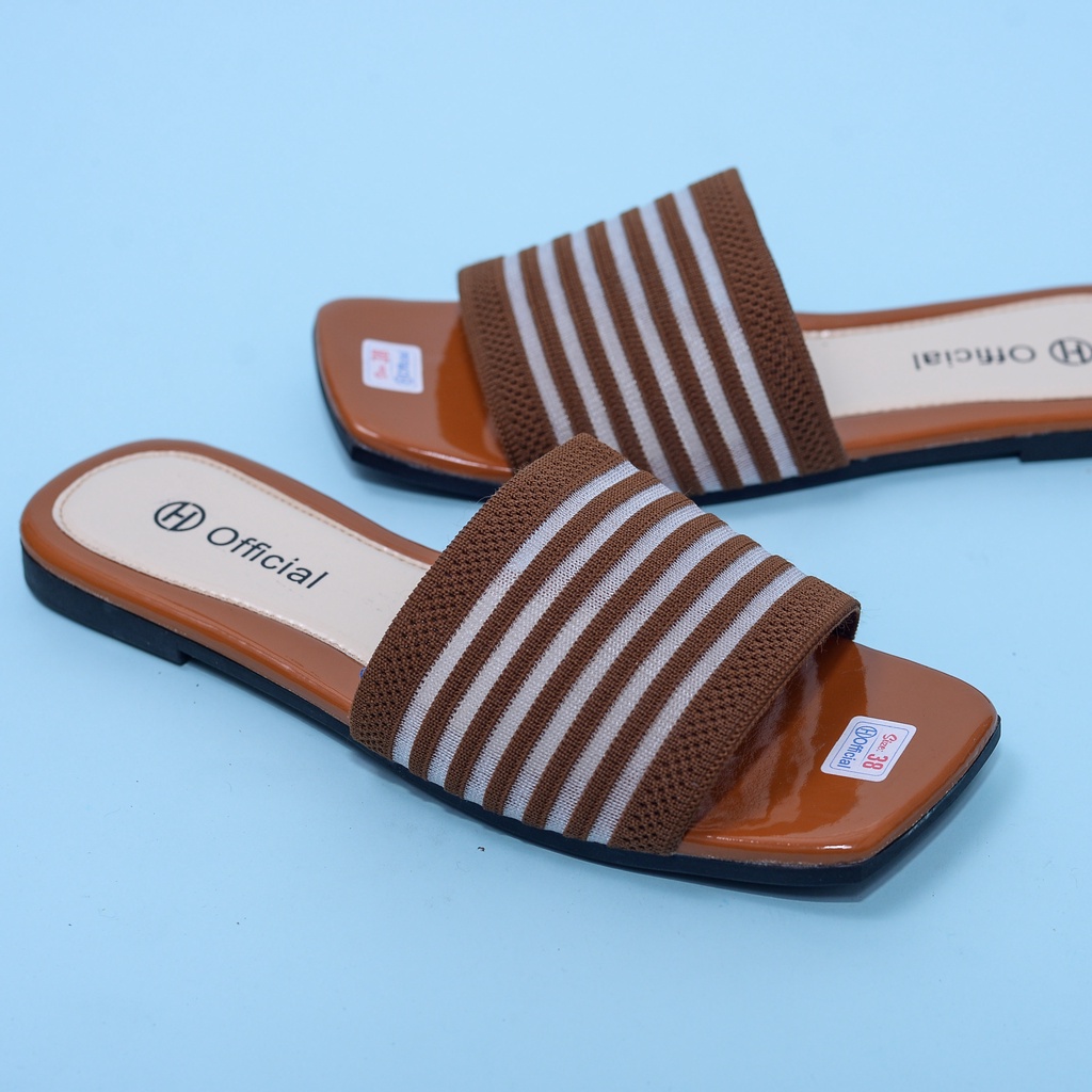 Sandal Flat Wanita (CBR SLOP) Sandal Selop Wanita kokop strap garis/ Korean Women Slippers / sandal rajut selop / sandal rajut wanita / sandal rajut terbaru