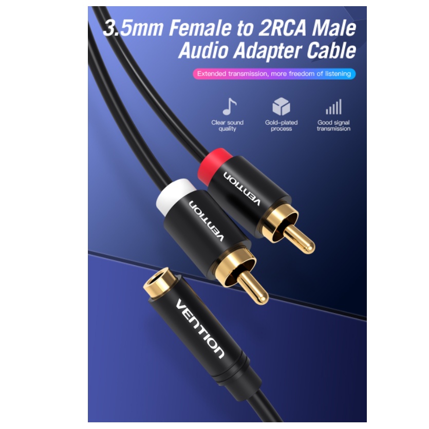 Vention Kabel Audio 2 RCA to Aux 3.5mm Audio Jack Plug 1M 1.5M 2M