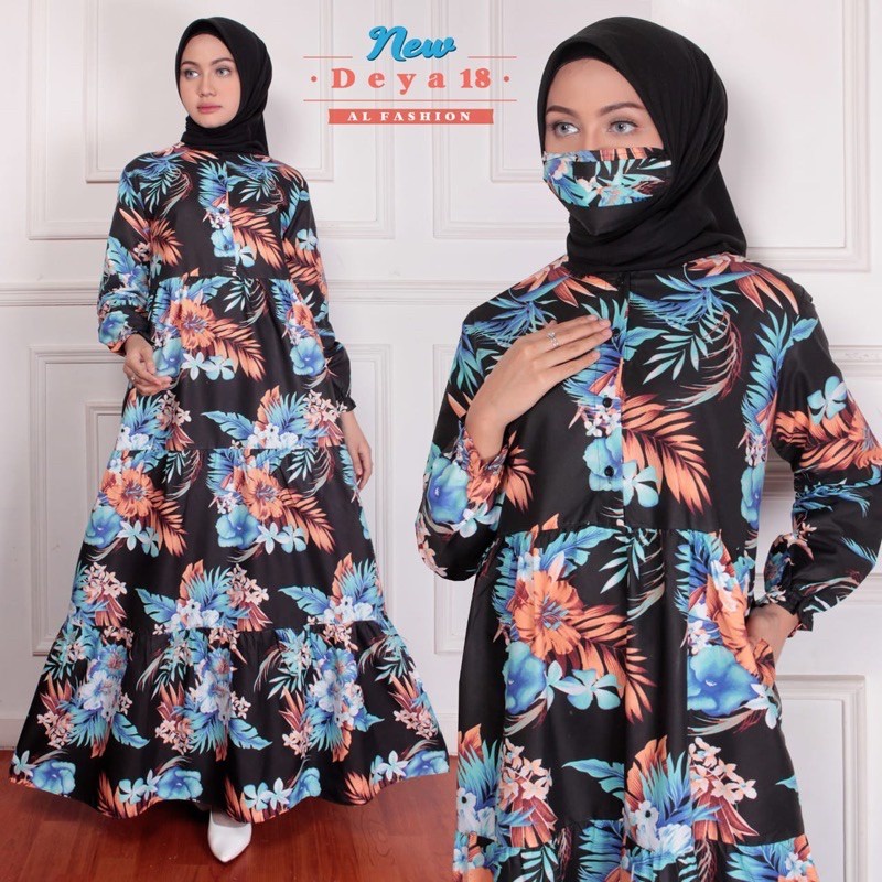 ABA AGEN BAJU HOMEY DRESS GAMIS DEYA BAHAN KATUN-DEYA 18 HITAM
