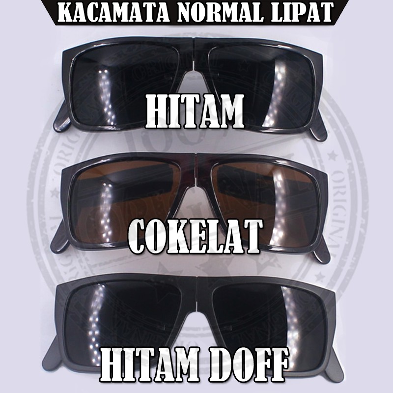 Kacamata Hitam Lipat FREE CASE Fashion Pria Wanita Kacamata Lipat Lensa Hitam Sunglasses Unisex