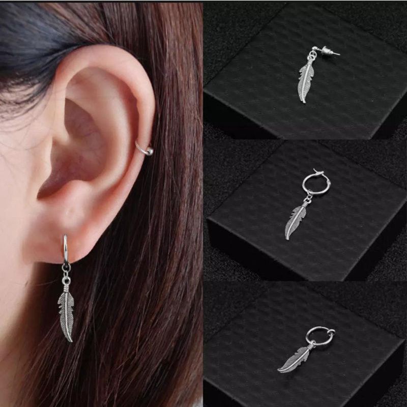 Anting Pria Wanita Tindik dan Jepit / Anting liontin Korea fashion