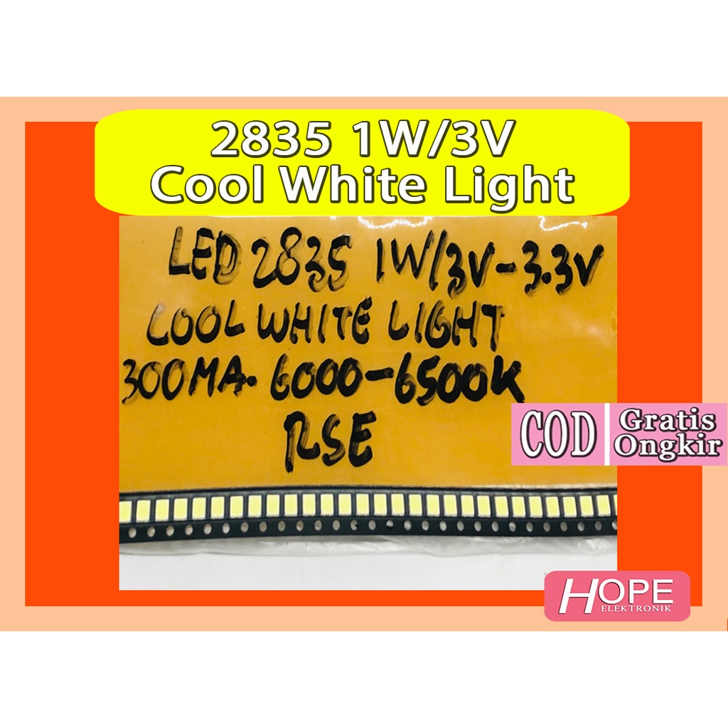 Lampu LED SMD 1W 3V 2835 Cool White Light penggunaan untuk TV LED