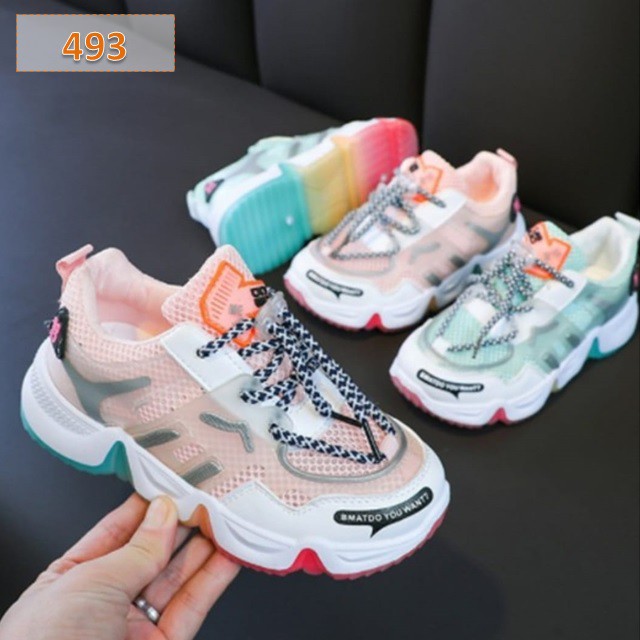 Sepatu Anak Sneakers Crosby Rainbow Fashion Korea Cewek Cowok (493)