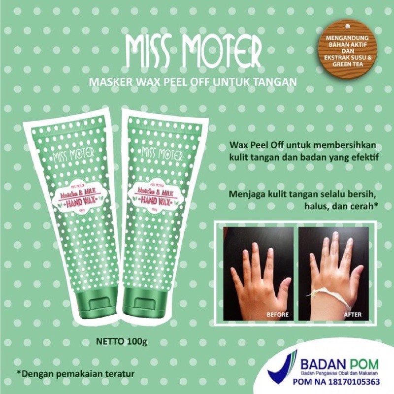 Milk Hand Wax Green Tea Original Pembersih Daki Pemutih Badan Tangan Kaki New Miss Moter