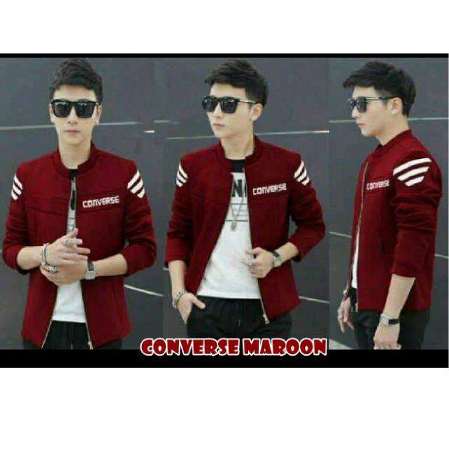 Jaket JAKET CONVERSE MAROON  TP 07 Jaket Pria / Cowok