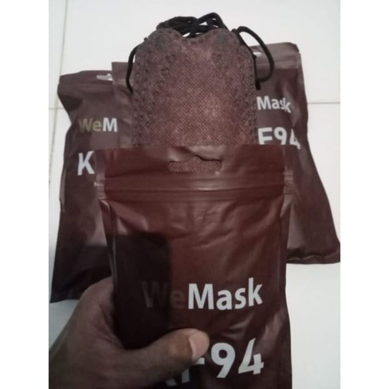 Masker kf94 4ply dewasa warna coklat tua/brown 1 pack isi 10 pcs kemasan plastik