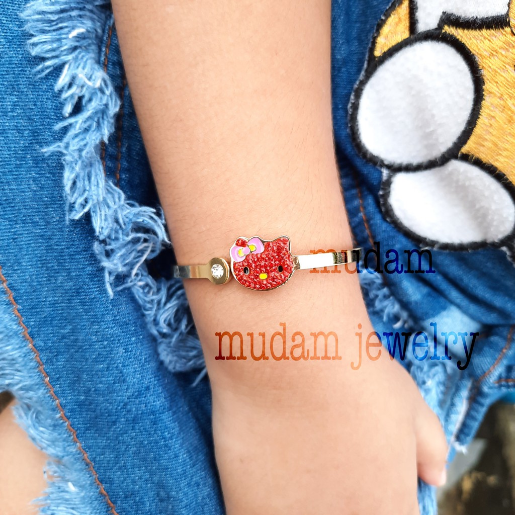 Gelang Anak-Anak Dengan Karakter Minnie and Mickey, 2 Mickey, Dan Cat, Tersedia Warna Gold