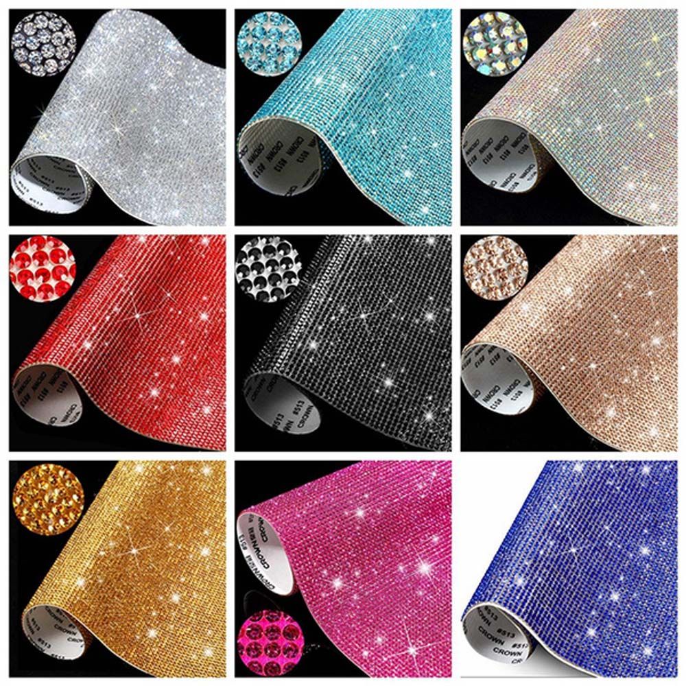 Lanfy Stiker Kristal Berlian Imitasi Glitter Bling Warna-Warni Untuk Dekorasi Mobil / Hadiah Diy