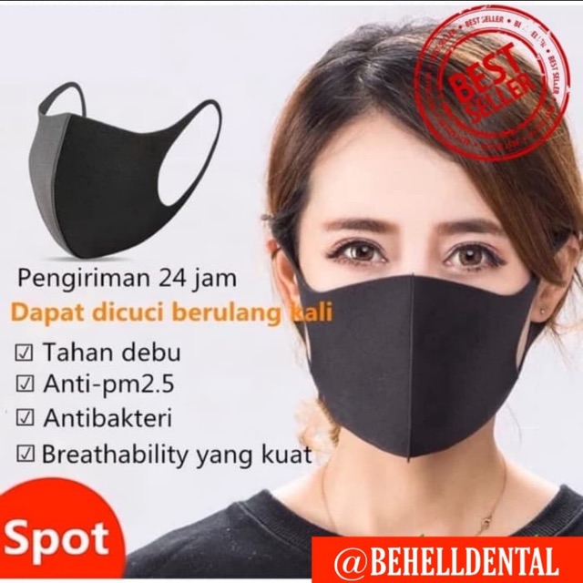 Masker scuba style korea hitam dewasa anak , model mask mirip pitta mask , kain bisa di cuci