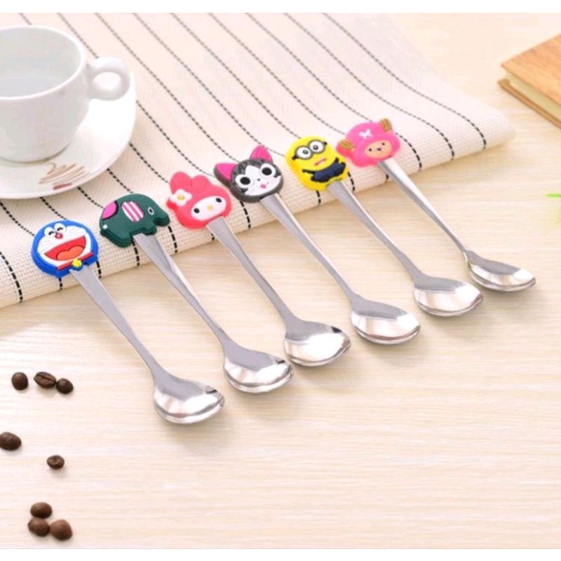 TERMURAH GROSIR Sendok Anak Karakter Tea Spoon Kartun Minion Melody Doraemon Stainless Souvenir birthday kids Anak