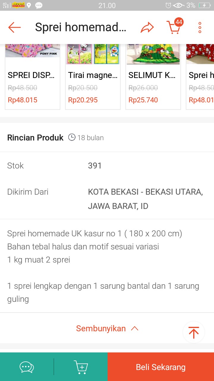 Sprei Homemade Karakter (dus) 180 X 200 Cm /no.1