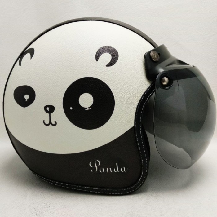 Helm Retro Kulit SNI Ori Halfface Bubble Helmet Helem Bogo Panda