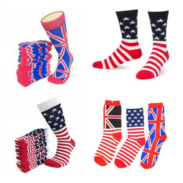 Kaos Kaki BENDERA England Amerika USA Inggris AS Fashion Kaos Kaki BENDERA England Amerika USA Inggris AS Fashion