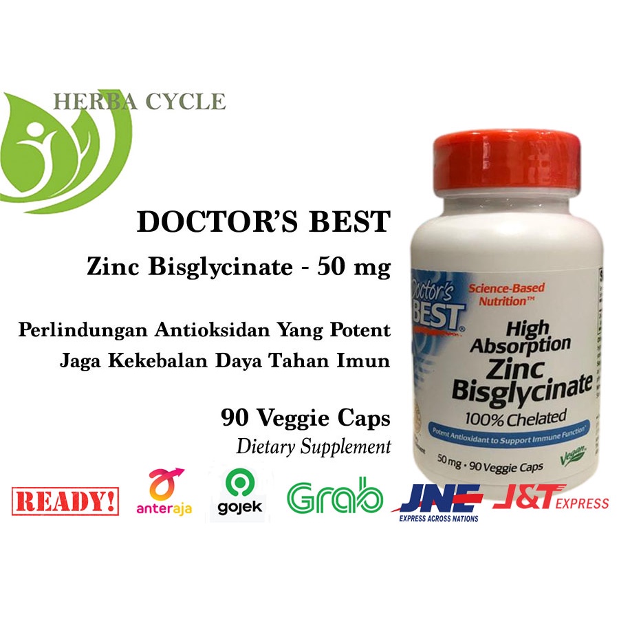 Doctor Best Zinc Bisglycinate 50 mg 90cap Antioksidan Jaga Imun ORI USA