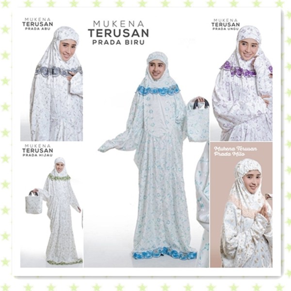 Mukena Sutra Paris Terusan Prada - MUKENA LANGSUNGAN (BERLENGAN) BORDIR TERMURAH