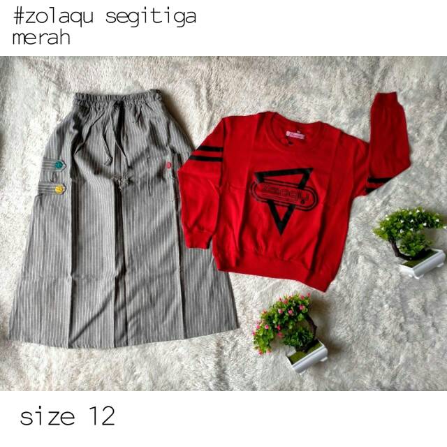 Stelan rok Kotak & Salur koas Combed Anak Jevanni