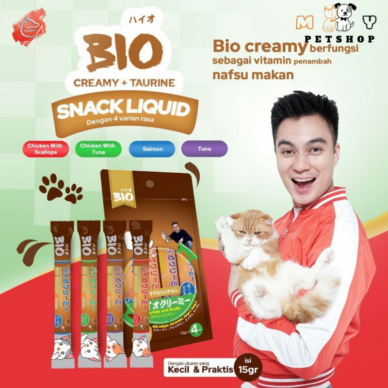 BIO CREAMY TREATS SNACK CEMILAN KUCING BASAH 60GR ISI 4